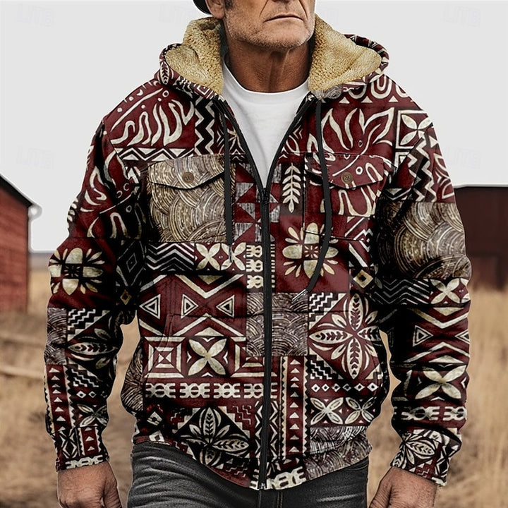 Jochen | Kuschelig gefütterte Kapuzenjacke im Ethno-Stil