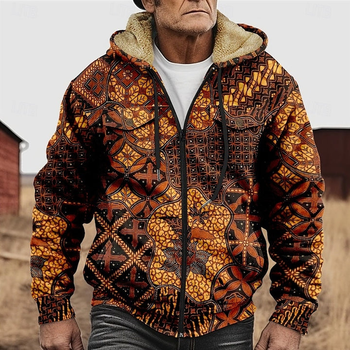 Jochen | Kuschelig gefütterte Kapuzenjacke im Ethno-Stil