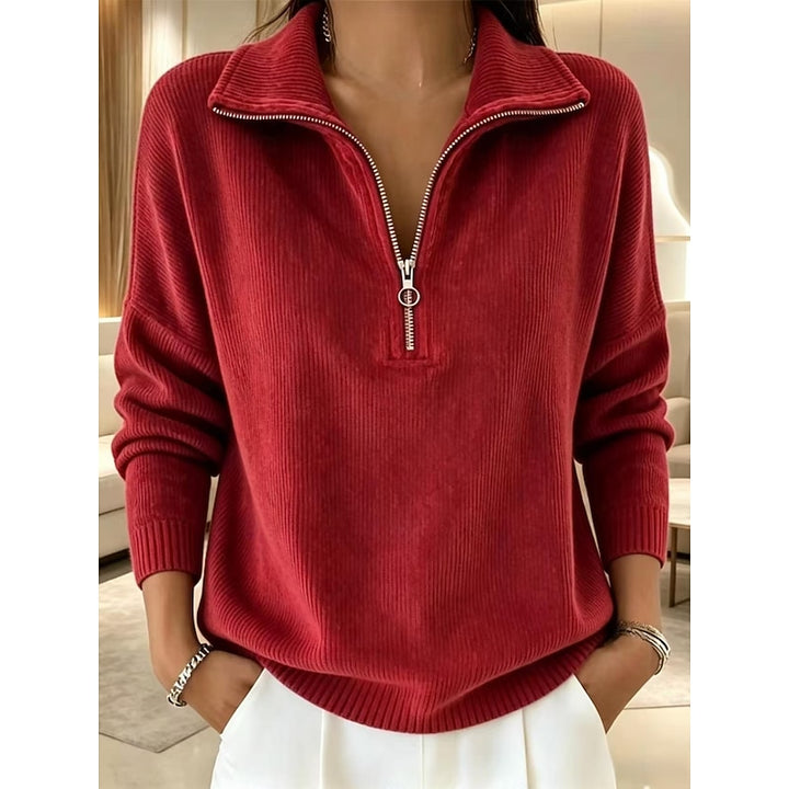 Beatrix | Softer Stehkragen-Pullover mit Reißverschluss