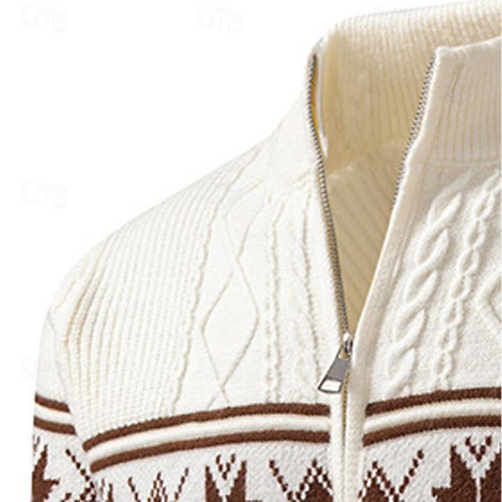Guntram | Gemusterte Strickjacke mit Stehkragen