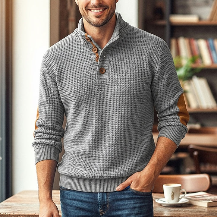 Marius | Eleganter Stehkragen-Pullover mit Knopfleiste