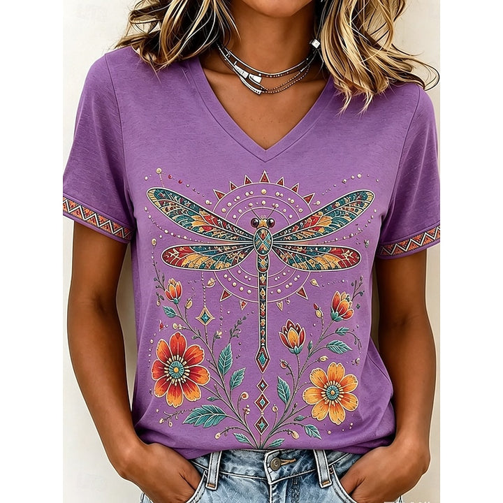Sieglinde | Sommerliches Kurzarm-Shirt mit V-Ausschnitt