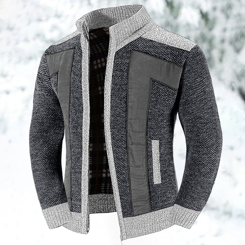 Steffen | Wärmende Strickjacke mit Stehkragen