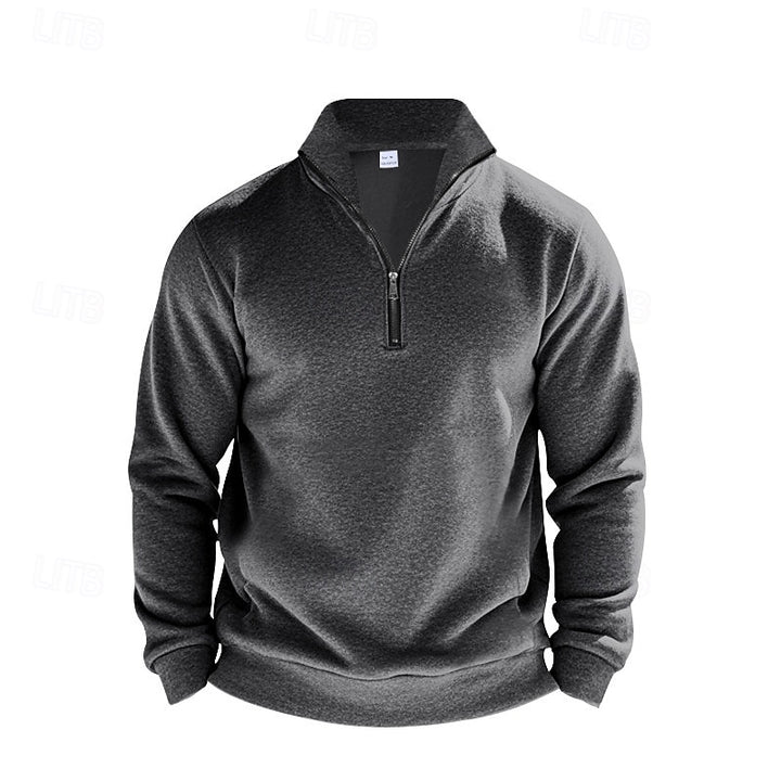 Gerwin | Legerer Troyer-Sweater mit kurzem Reißverschluss