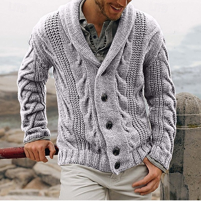 Erhard | Grobstrick-Cardigan mit Schalkragen