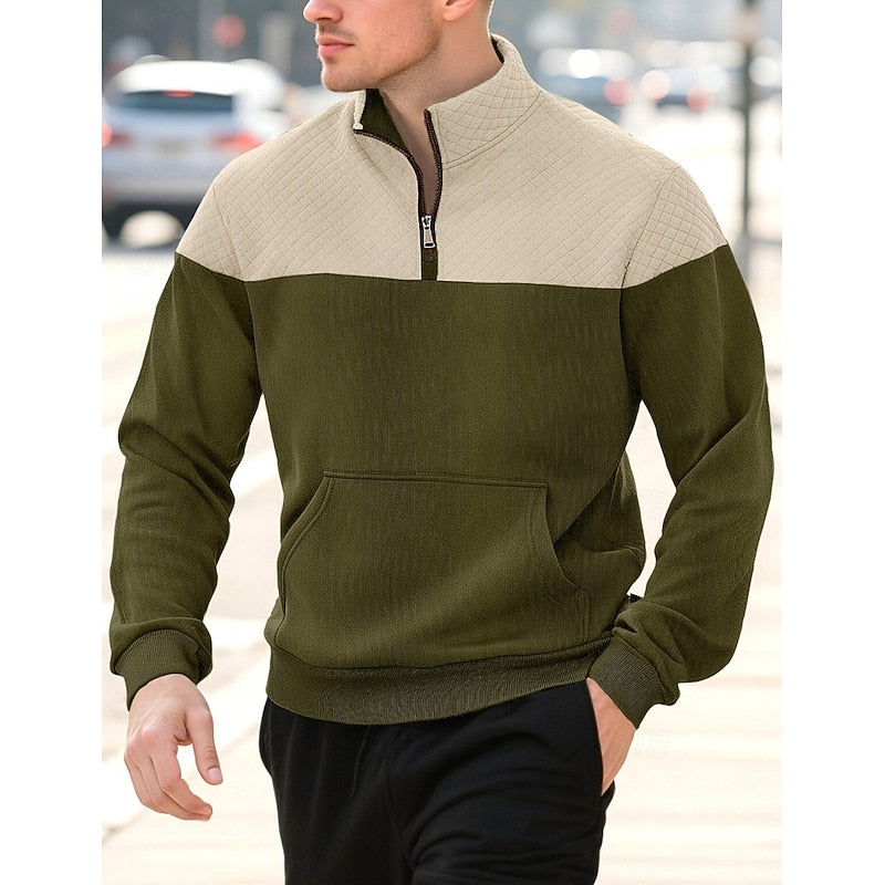 Theo | Zweifarbiges Sweatshirt mit Stehkragen