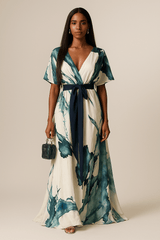 Elke | Fließendes Maxikleid mit Aquarell-Print