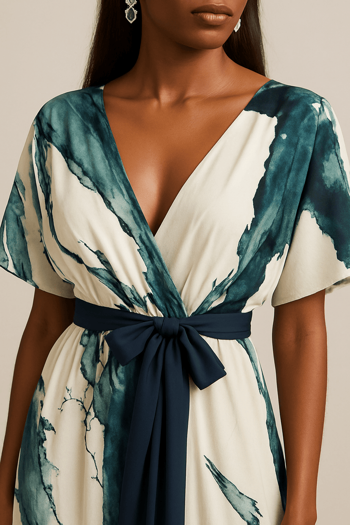 Elke | Fließendes Maxikleid mit Aquarell-Print