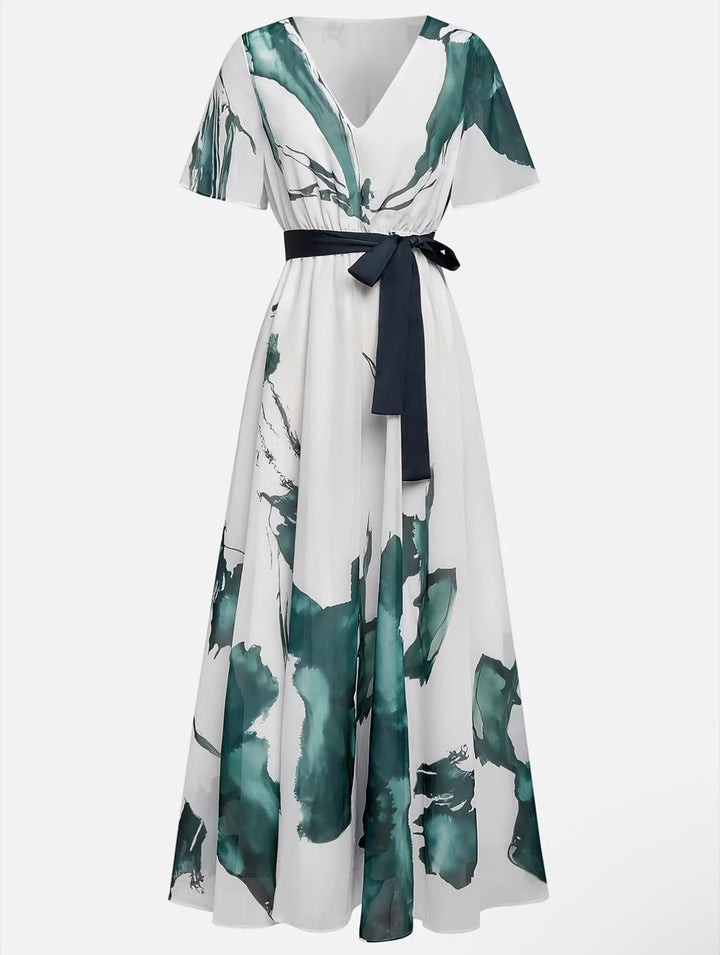 Elke | Fließendes Maxikleid mit Aquarell-Print