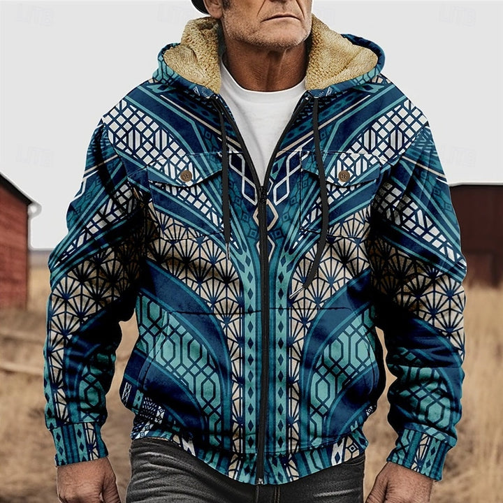 Jochen | Kuschelig gefütterte Kapuzenjacke im Ethno-Stil