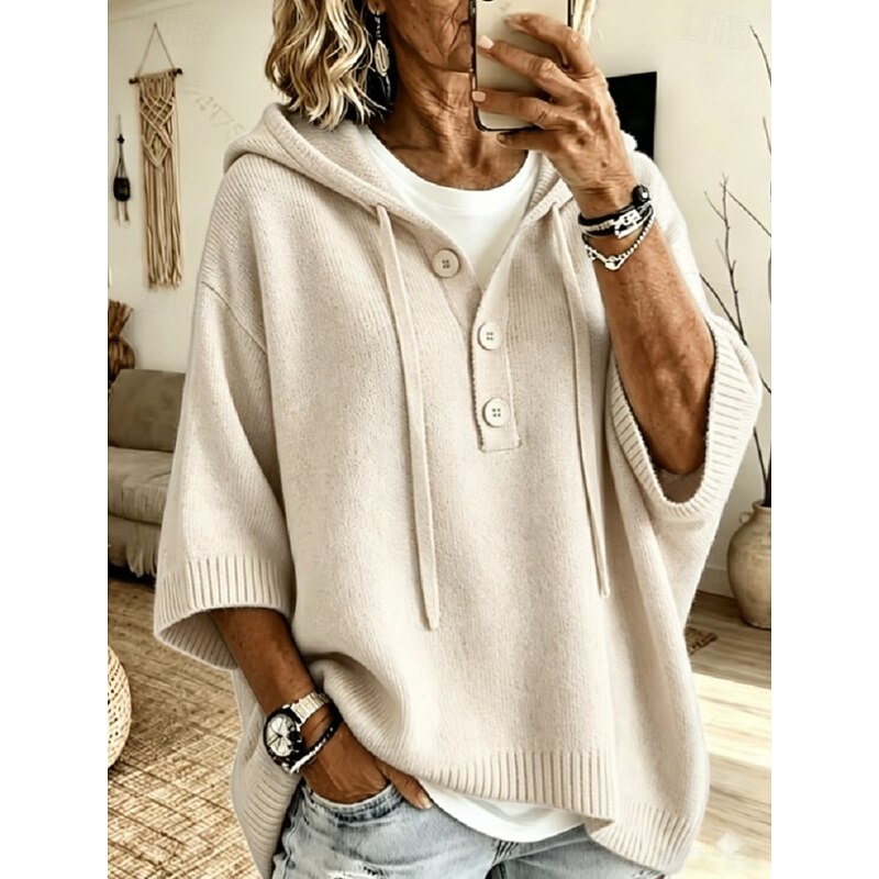 Miriam | Lässiger Kapuzenpullover mit Knopfleiste