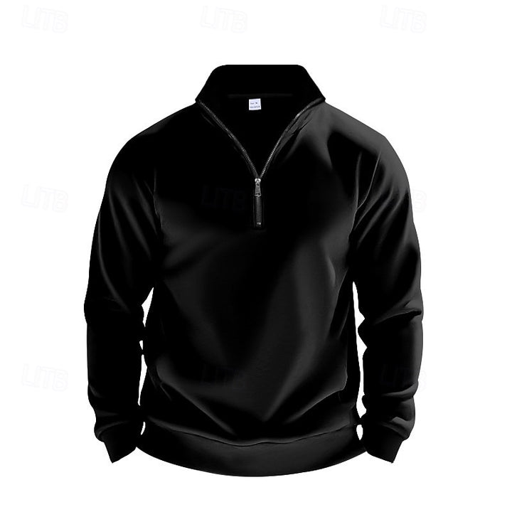 Gerwin | Legerer Troyer-Sweater mit kurzem Reißverschluss