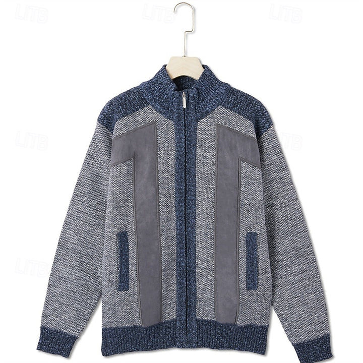 Steffen | Wärmende Strickjacke mit Stehkragen