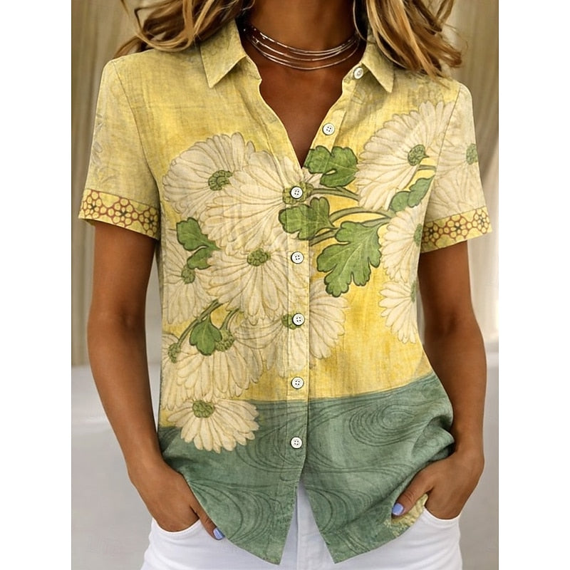 Erna | Florale Sommerbluse mit Kragen