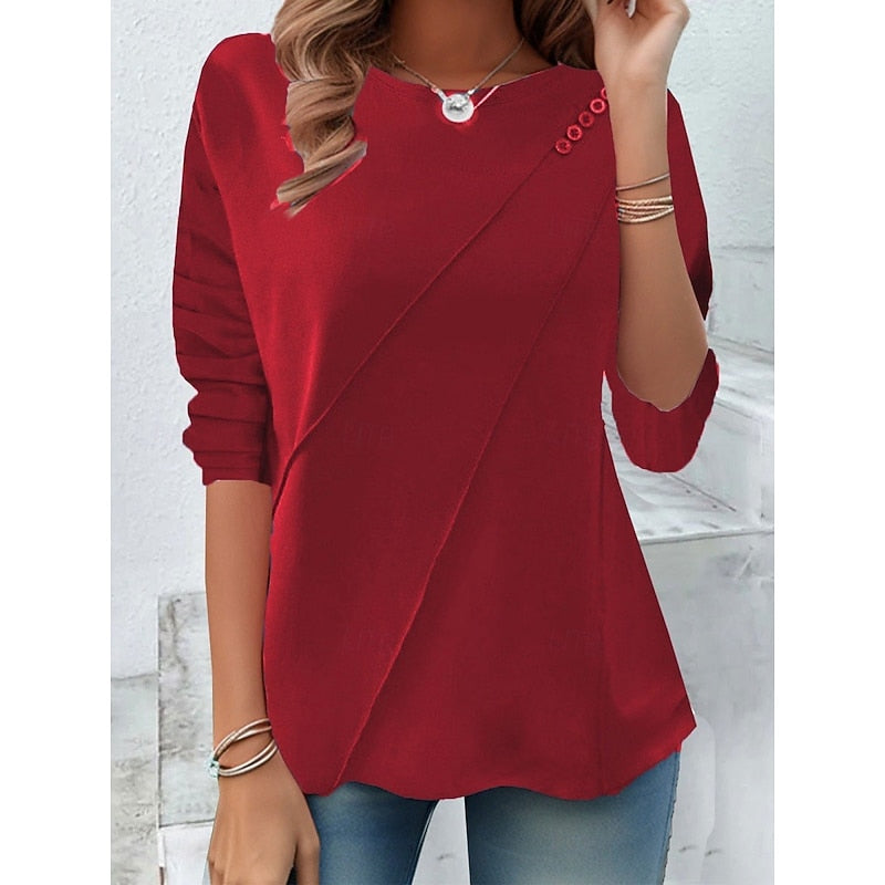 Rosa | Fließendes Longsleeve mit Knopfdetail