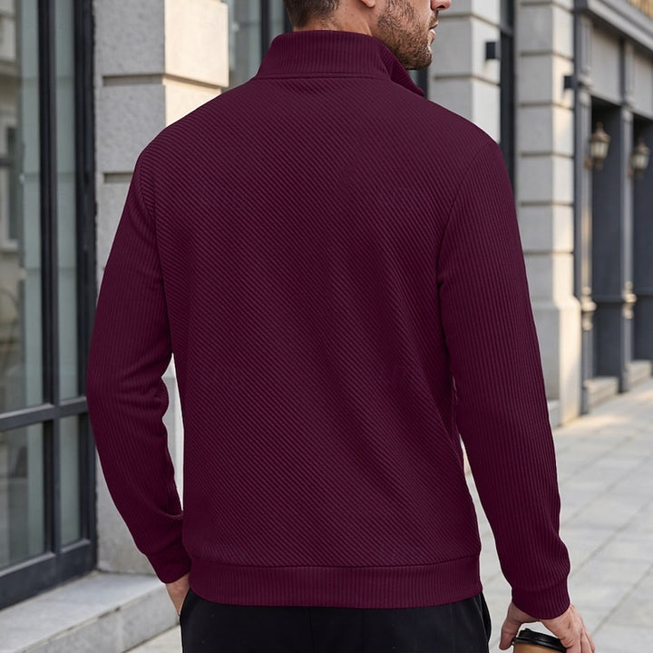 Heiko | Strukturiertes Troyer-Sweatshirt mit kurzem Reißverschluss