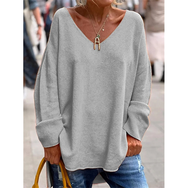 Traute | Lässiger Oversize-Pullover mit V-Ausschnitt