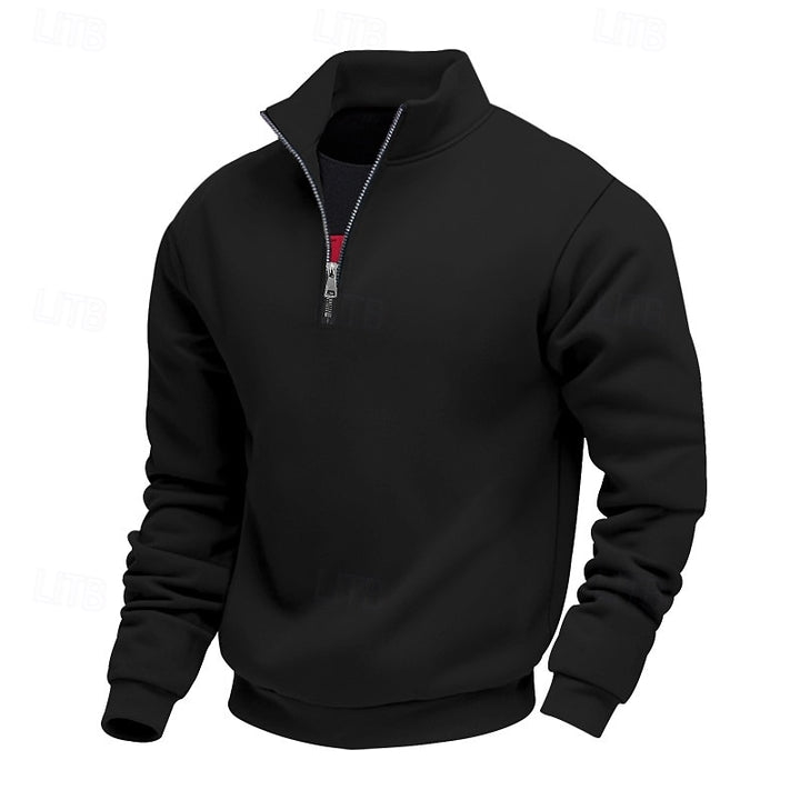 Gerwin | Legerer Troyer-Sweater mit kurzem Reißverschluss
