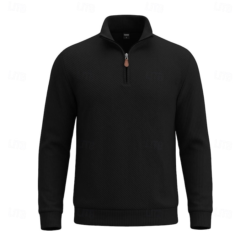 Heiko | Strukturiertes Troyer-Sweatshirt mit kurzem Reißverschluss