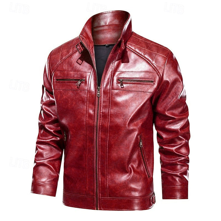 Benedikt | Klassische Biker-Jacke im Stehkragen-Design
