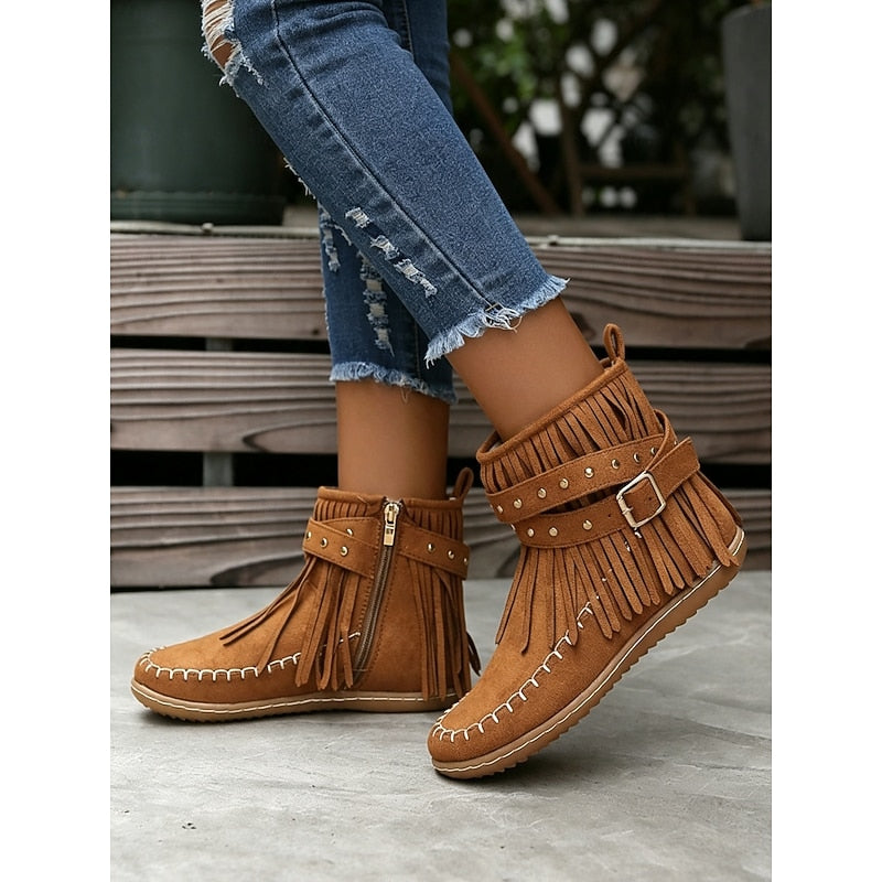 Wiebke | Fransen-Stiefelette mit Schnalle