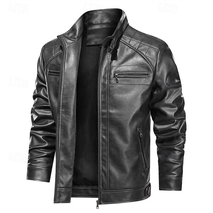 Benedikt | Klassische Biker-Jacke im Stehkragen-Design
