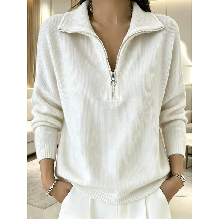 Beatrix | Softer Stehkragen-Pullover mit Reißverschluss