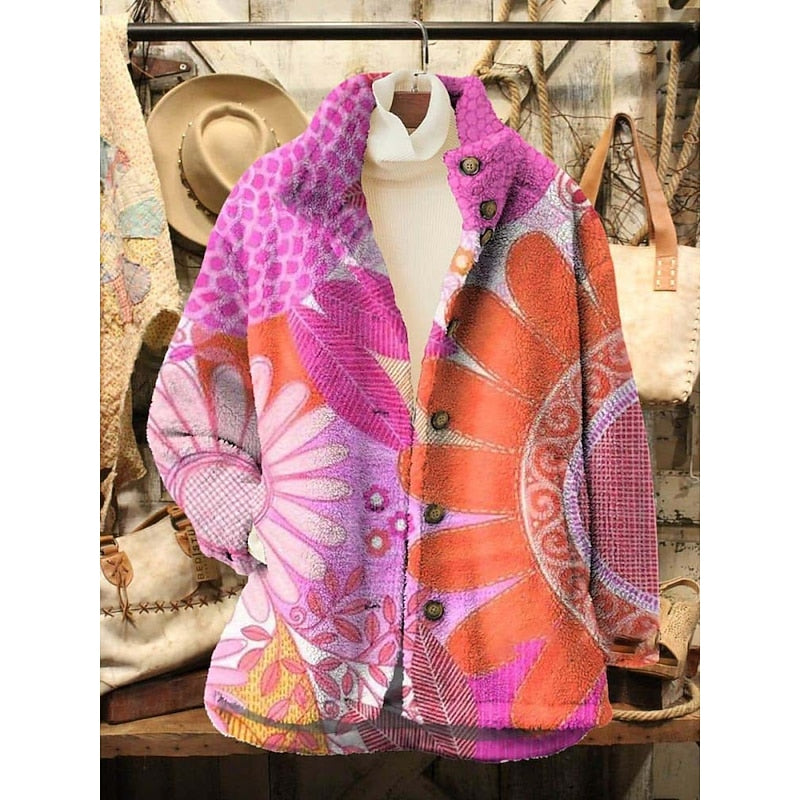 Jutta | Kuschelige Jacke mit Blütenmuster