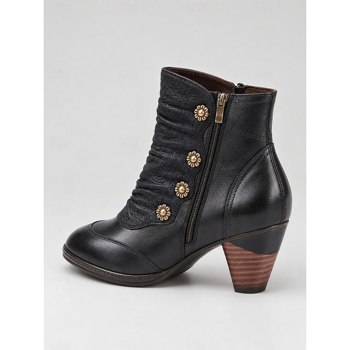 Ursula | Elegante Stiefeletten mit Zierknöpfen und Blockabsatz