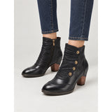 Ursula | Elegante Stiefeletten mit Zierknöpfen und Blockabsatz