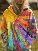 Ulrike | Kunstvoller Patchwork-Kapuzenpullover