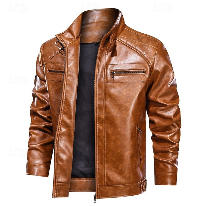 Benedikt | Klassische Biker-Jacke im Stehkragen-Design