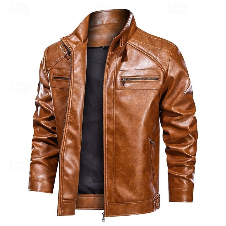 Benedikt | Klassische Biker-Jacke im Stehkragen-Design