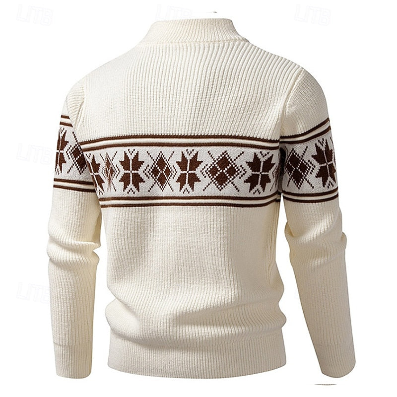 Guntram | Gemusterte Strickjacke mit Stehkragen