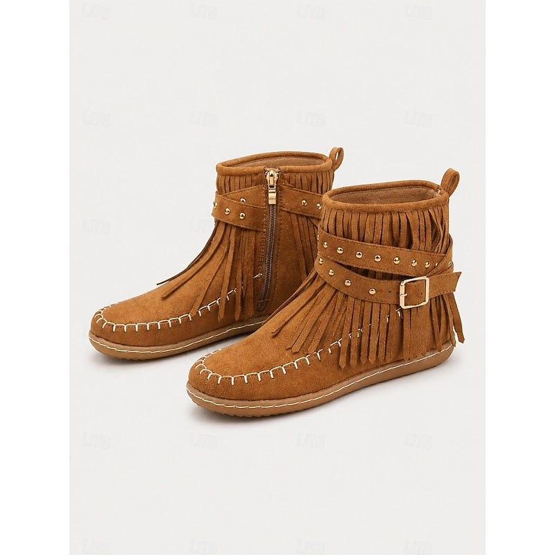 Wiebke | Fransen-Stiefelette mit Schnalle