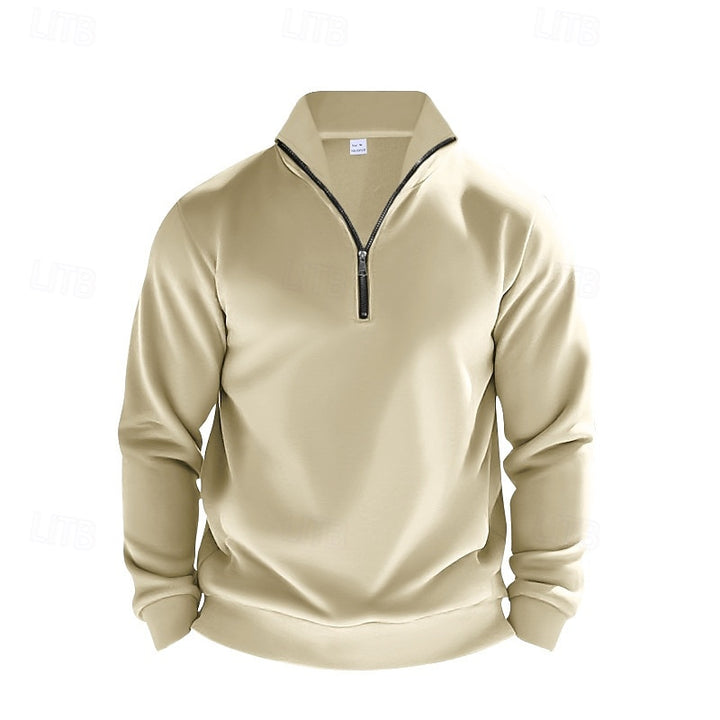 Gerwin | Legerer Troyer-Sweater mit kurzem Reißverschluss