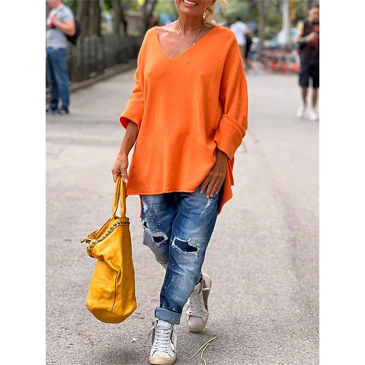 Traute | Lässiger Oversize-Pullover mit V-Ausschnitt