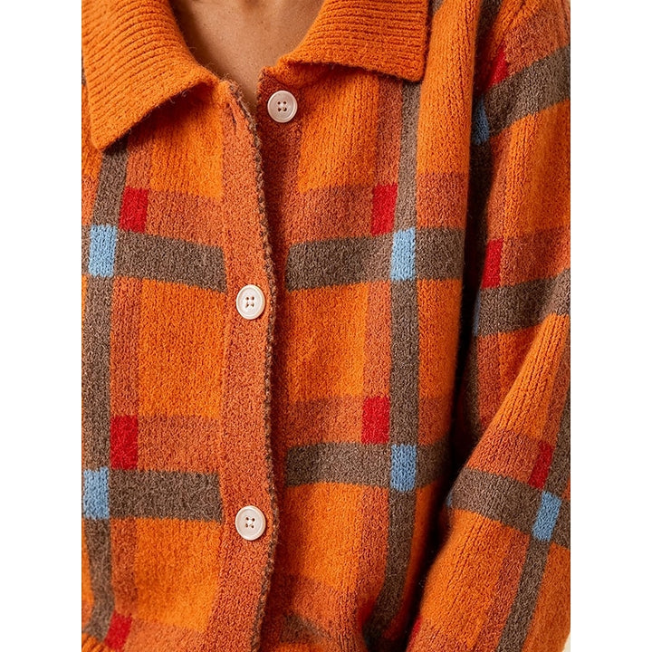 Sigrid | Karierter Cardigan mit Hemdkragen