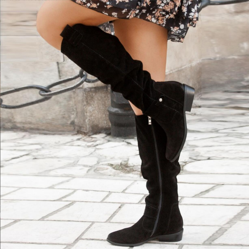 Lara | Damen Freizeit Kniehohe Flache Stiefel