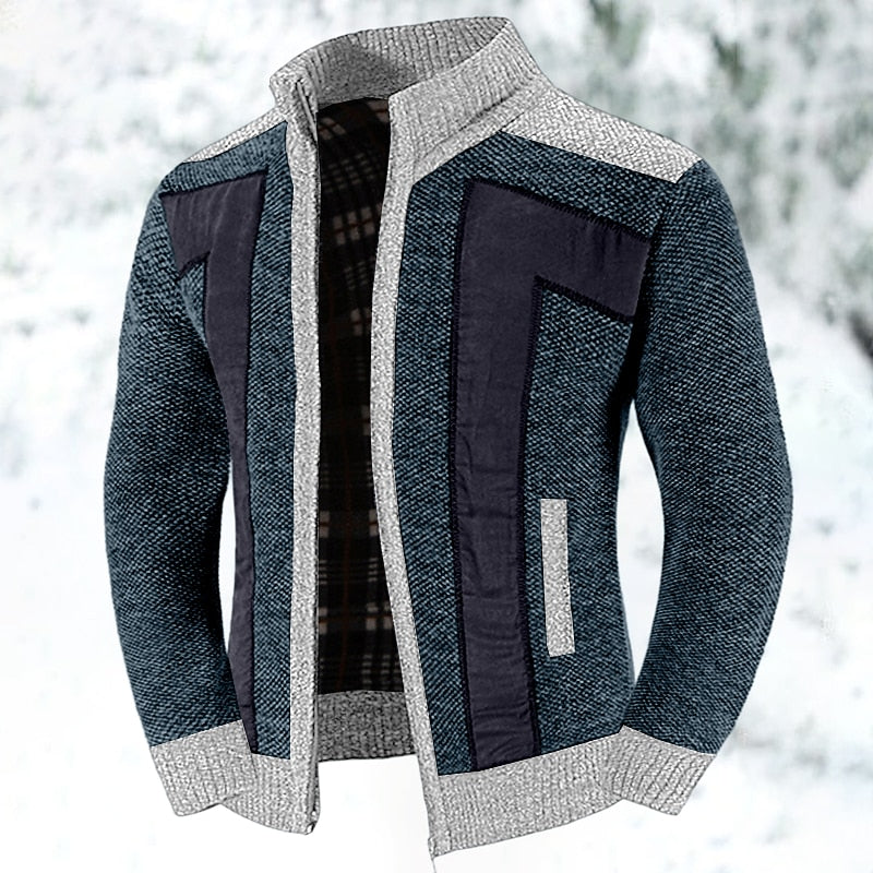 Steffen | Wärmende Strickjacke mit Stehkragen