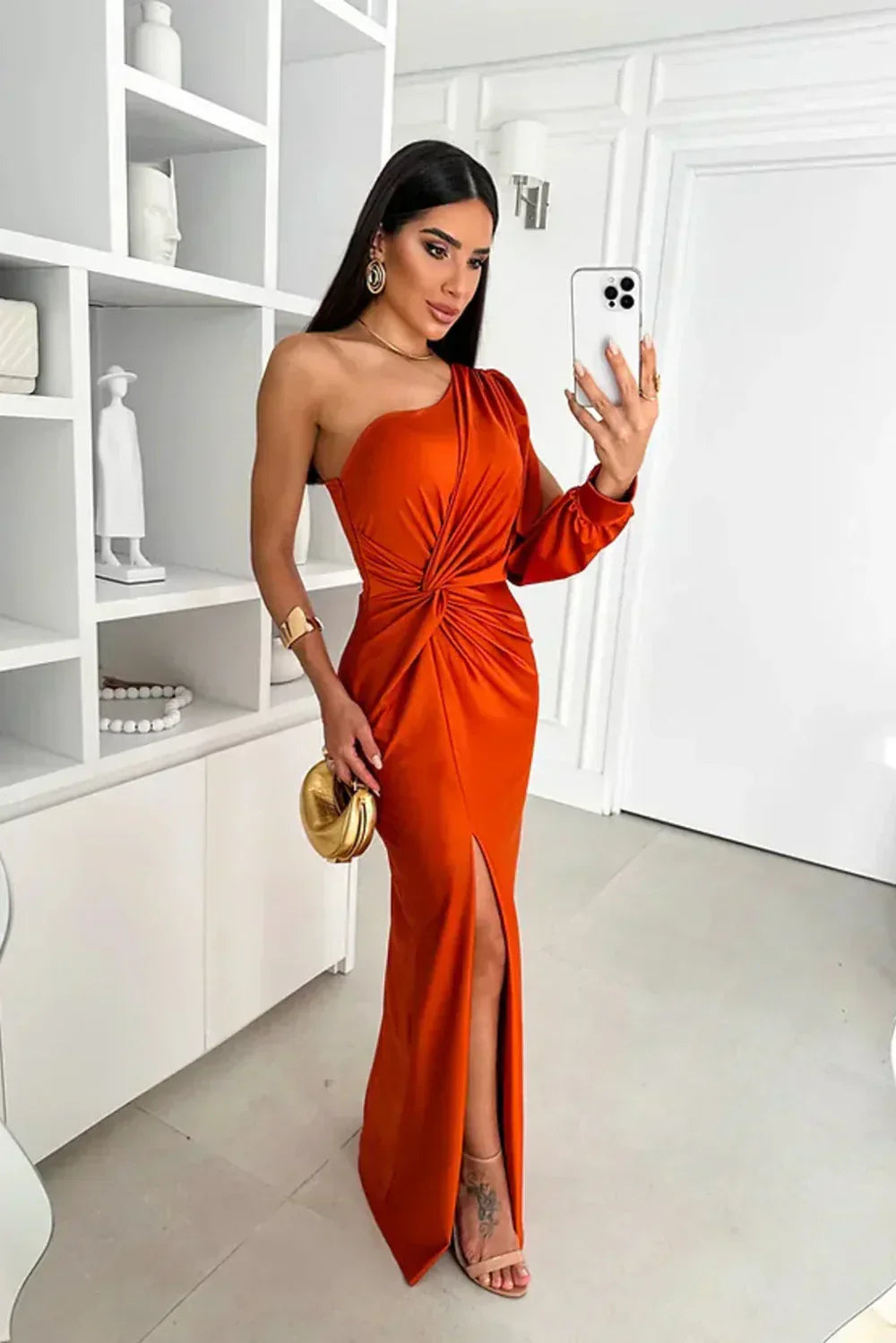 Helena | Drapiertes One-Shoulder-Abendkleid