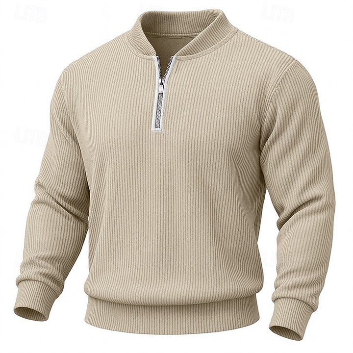 Frederik | Strukturierter Troyer-Pullover mit Stehkragen