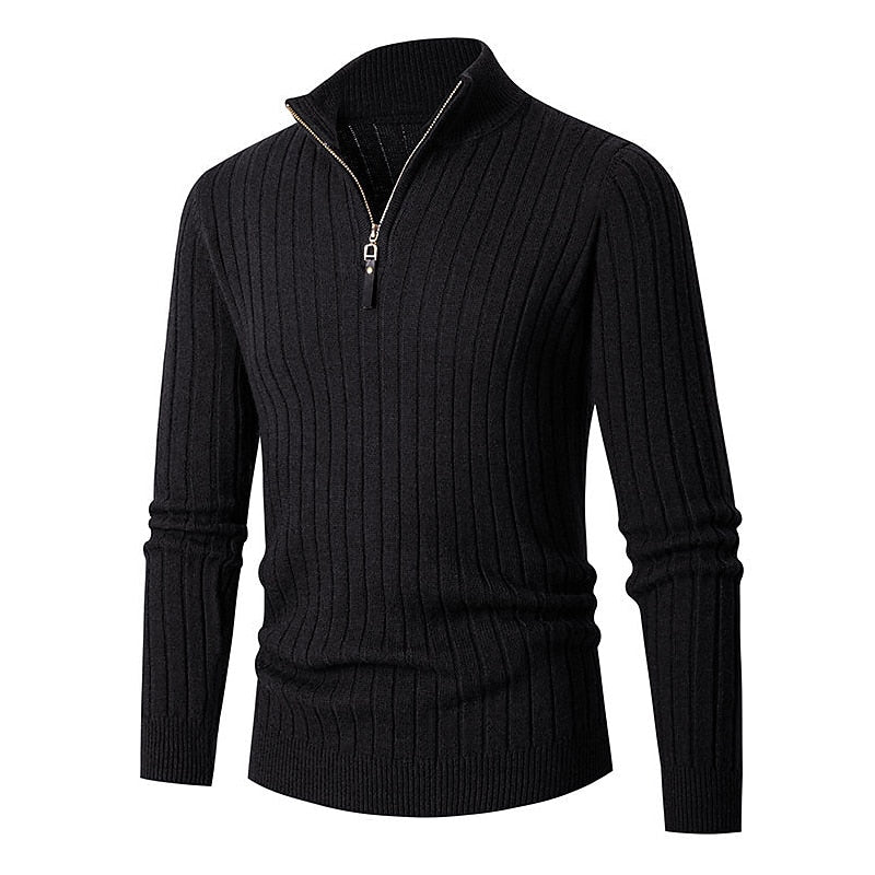 Reinhart | Gerippter Troyer-Pullover mit Reißverschluss
