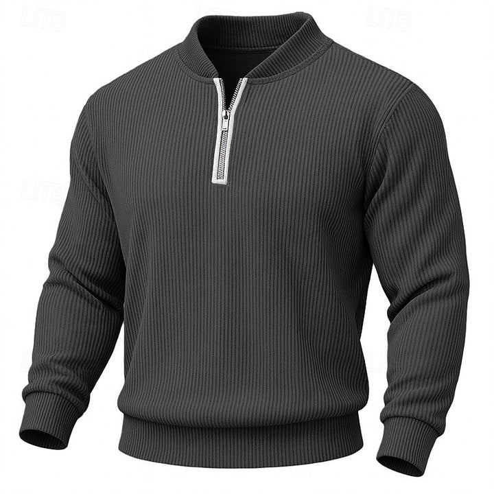 Frederik | Strukturierter Troyer-Pullover mit Stehkragen