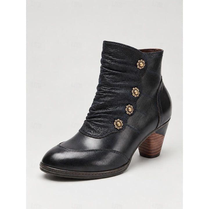 Ursula | Elegante Stiefeletten mit Zierknöpfen und Blockabsatz