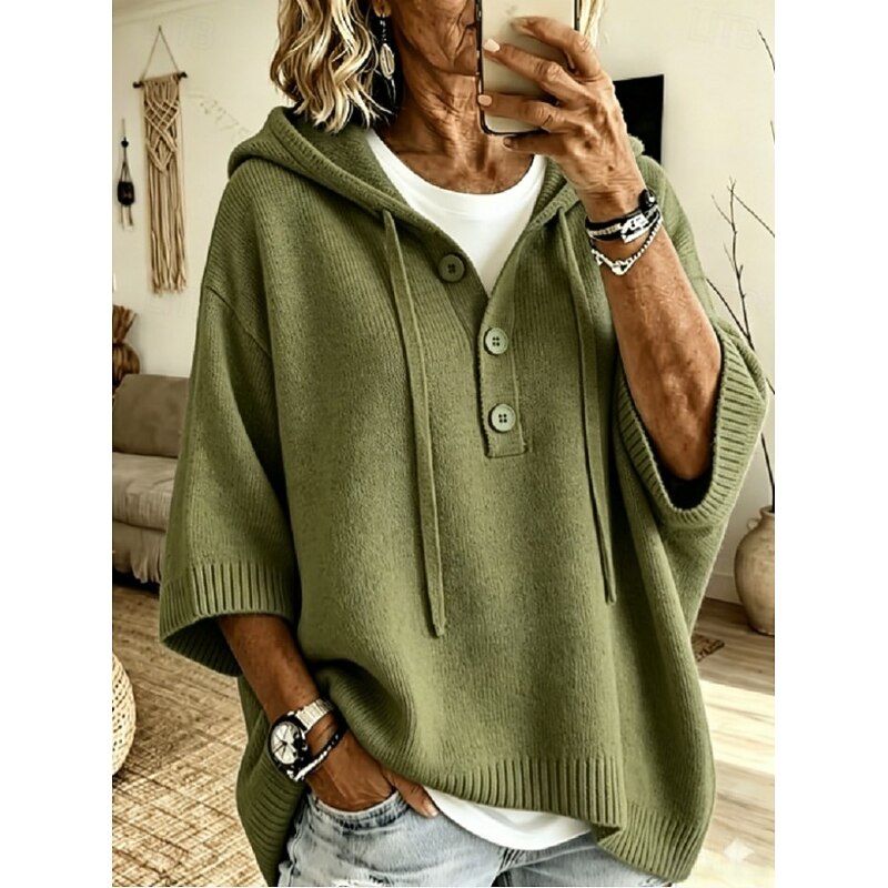 Miriam | Lässiger Kapuzenpullover mit Knopfleiste