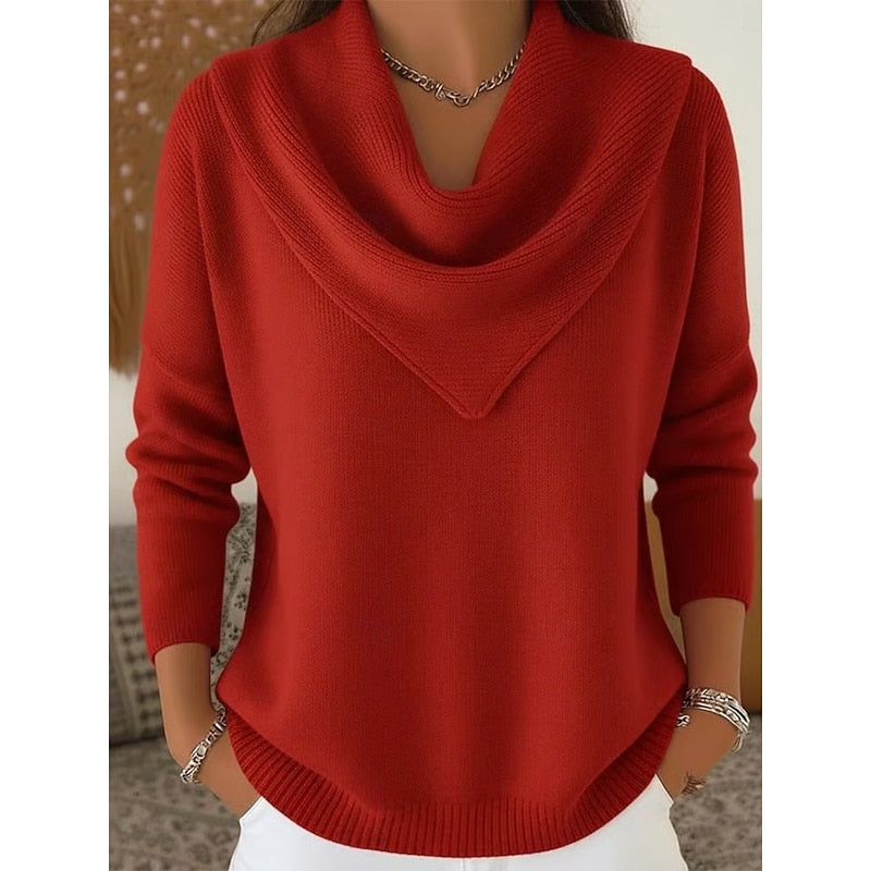 Katja | Weicher Pullover mit Wasserfallkragen