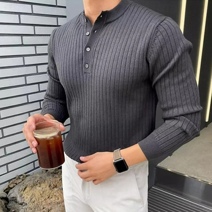 Torsten | Fein gerippter Henley-Pullover