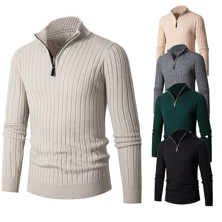Reinhart | Gerippter Troyer-Pullover mit Reißverschluss