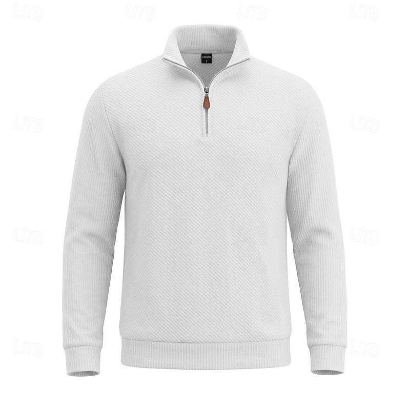 Heiko | Strukturiertes Troyer-Sweatshirt mit kurzem Reißverschluss